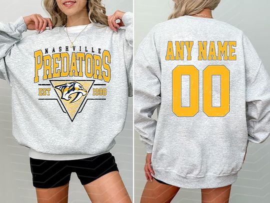 Personalized Nashville Predators Sweatshirt- Hoodie| Nashville Hockey shirt| Custom Hockey Shirt| Hockey Mom Dad gift