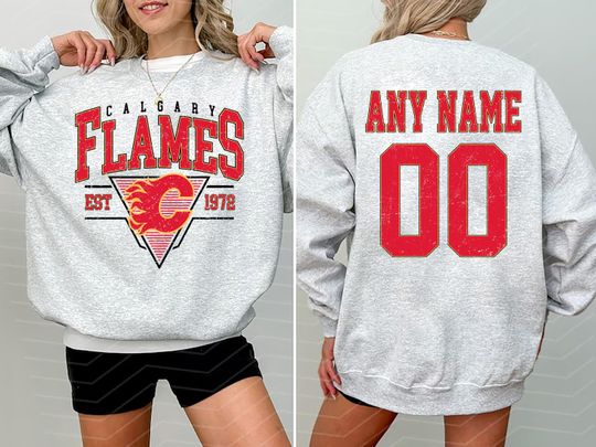 Personalized Calgary Flames Sweatshirt| Calgary  Hockey shirt| Custom Hockey Shirt| Hockey Mom Dad gift