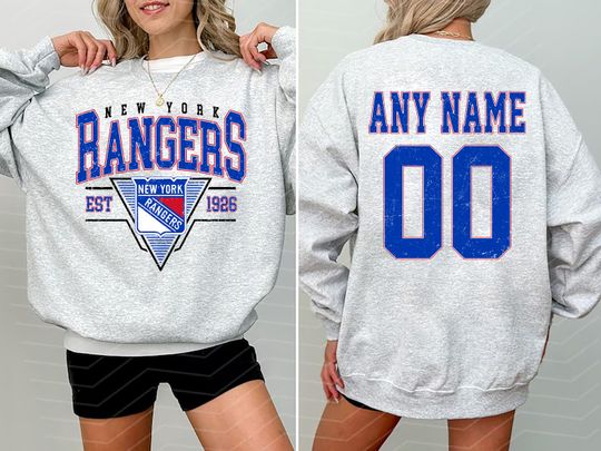 Personalized New York Rangers Sweatshirt| New York Hockey shirt| Custom Hockey Shirt| Hockey Mom Dad gift