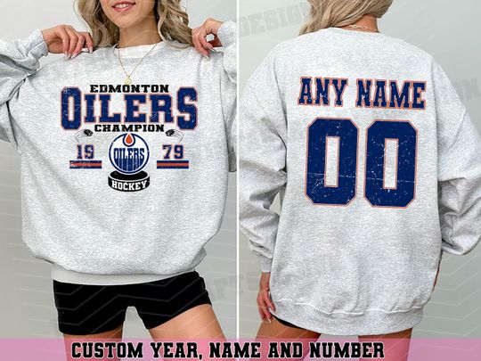Personalized Edmonton Oilers Sweatshirt| Edmonton Hockey shirt| | Hockey Mom Dad gift