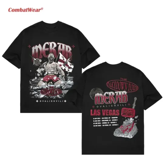 COMBATWEAR Merab Dvalishvili "Takedown Tour" Tee, UFC 323 Fan Custom Graphic Des