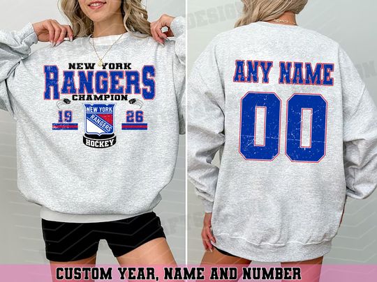 Personalized New York Rangers Sweatshirt| New York Hockey shirt| | Hockey Mom Dad gift