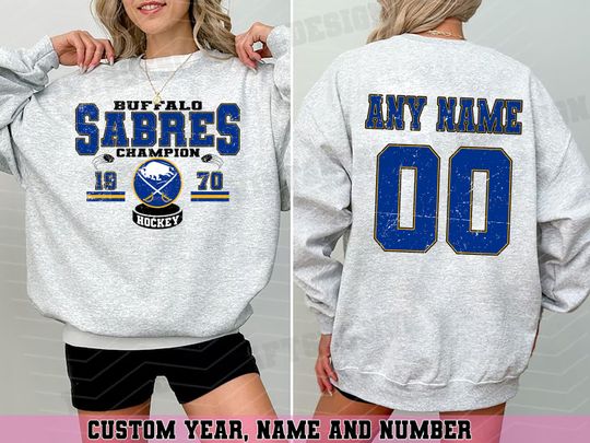 Personalized  Buffalo Sabres Sweatshirt| Buffalo  Hockey shirt| Hockey Mom Dad gift|