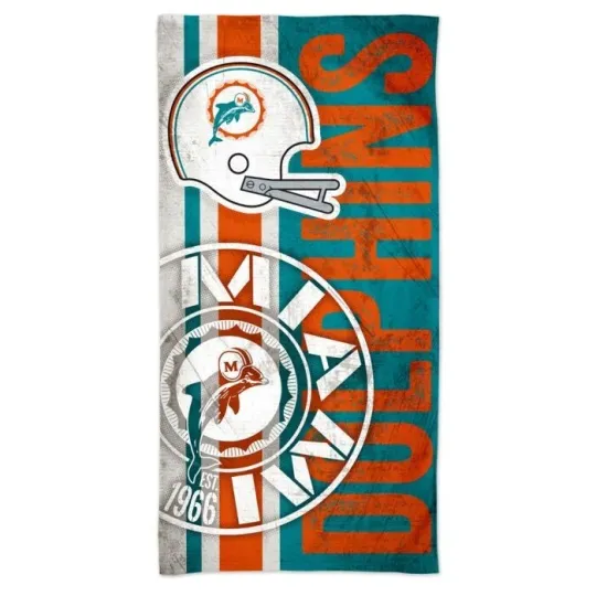 Miami Football Team Dolphins Beach Towel