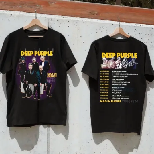 Deep Purple Mad in Europe Tour 2026 T Shirt Classic Rock Band Tee Vintage Concer