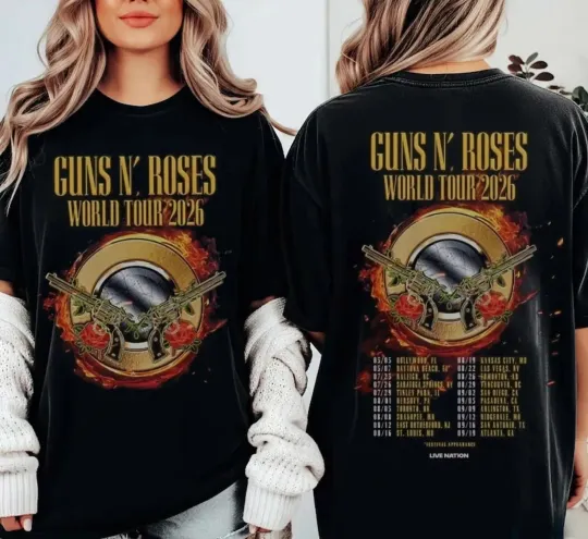 Guns and Roses World Tour 2026 North American Schedule Dates T-shirt