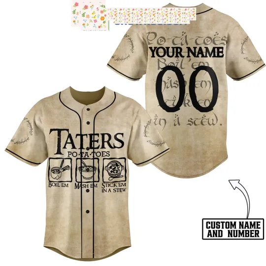 The Lord Of The Ring Taters Potatoes Beige Personalized Baseball Jersey