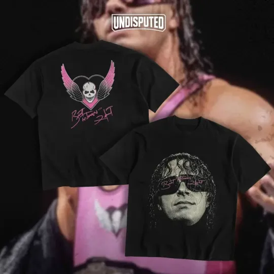 Bret Hart The Hitman Heavy Cotton Shirt Bret Hart Big Face Tshirt Wrestling Entertainment Shirt Wres
