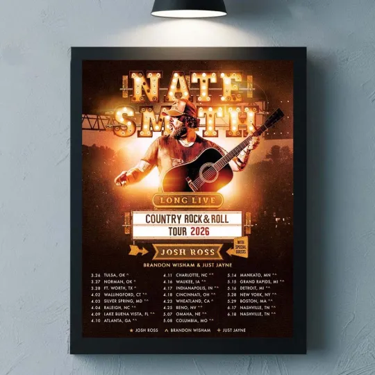 Nate Smith Long Live Country Rock And Roll Tour 2026 North American Poster