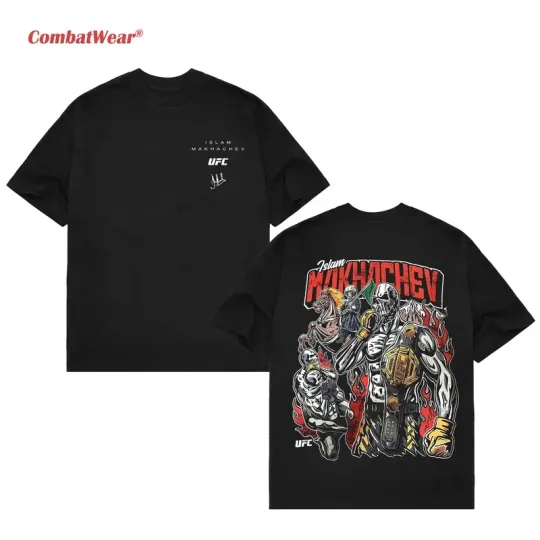 COMBATWEAR Islam Makhachev Double Sides Tee, UFC MMA Fan Custom Graphic Design