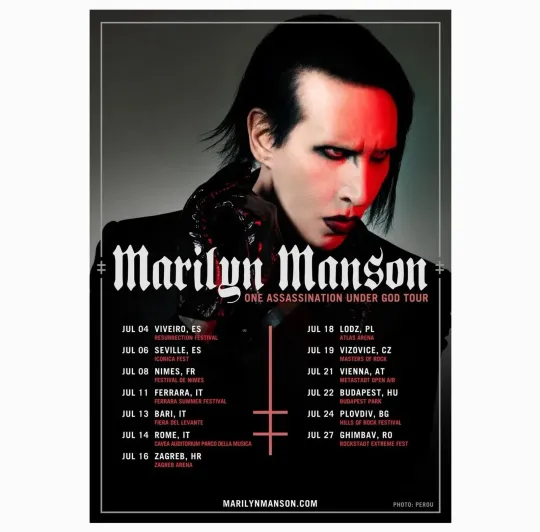 Marilyn Manson Europe Tour 2026 Poster