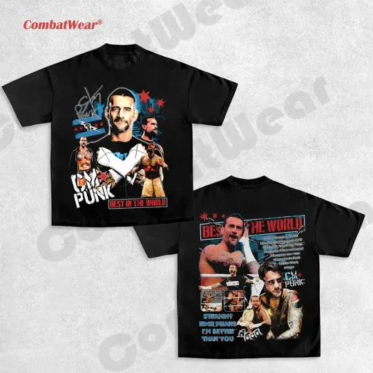CM PUNK TEE, Wrestling Tee, Wrestling Graphic Tee, Wrestler Shirt, Sports Shirt
