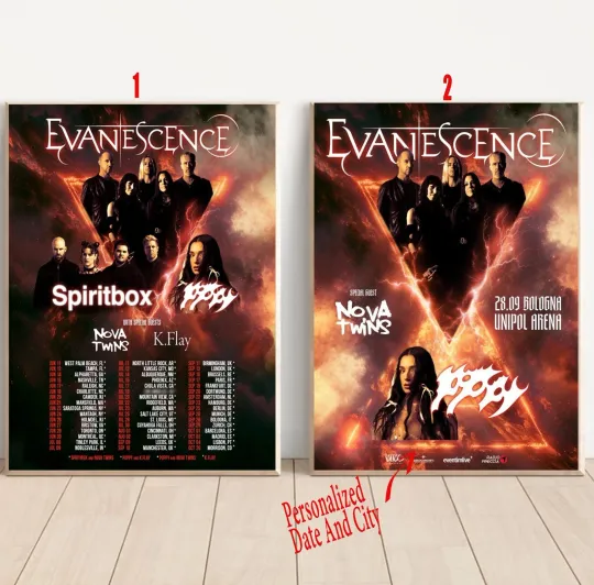 Custom Evanescence North America Tour 2026 Poster