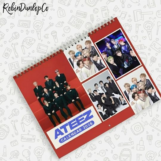 Ateez 2026 Calendar, Limited Edition Kpop Calendar, Custom 12-Month Desktop Calendar, Atiny Fan Gift