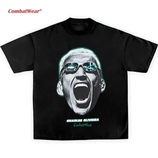 CombatWear Men's UFC Charles Oliveira T-Shirt, Boxing T-shirt, Fighter