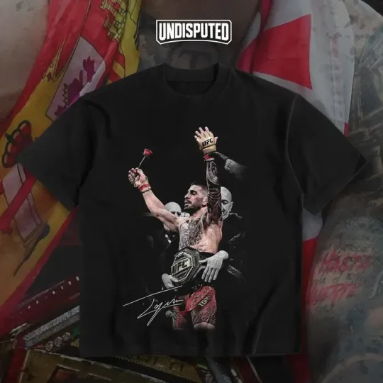 Ilia Topuria Winner Heavy Cotton UFC T-shirt El Matador VS Do Bronx MMA Fight Ni