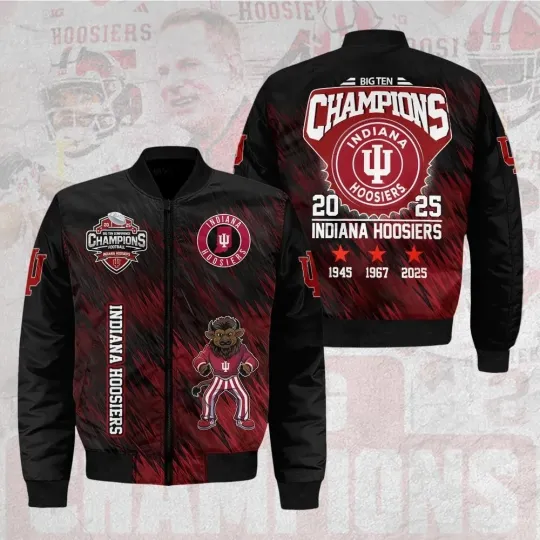 Hoosiers Football 2025 Big Ten Champions 3D Bomber Jacket