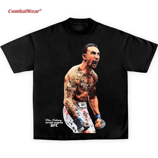 CombatWear Men's UFC Max Holloway BMF Champion T-Shirt ,Boxing T-shirt, Fighter