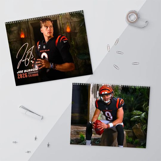 Joe Burrow 2026 Calendar, Bengals Football Wide Receiver Wall Calendar, Football Player Calendar, Gift for Football Fans