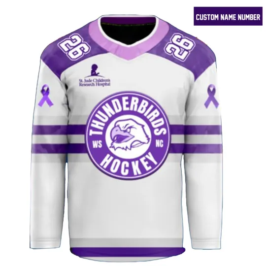 Personalize Twin City Thunderbirds Fight Cancer 2025 Hockey Shirt Men's Fan Gear
