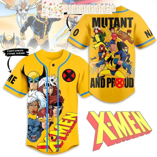 X-Men Mutant And Proud Yellow Version Personalized Baseball Jersey
