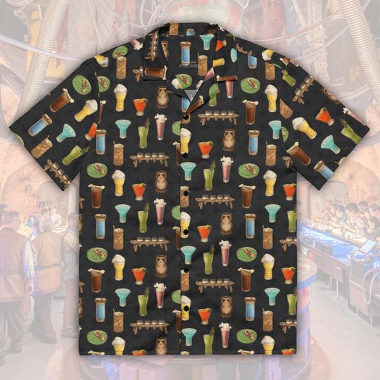 Ogas Cantina Tiki Cocktail Shirt Hawaiian Collared Shirt Galaxy's Edge Hollywood Studios