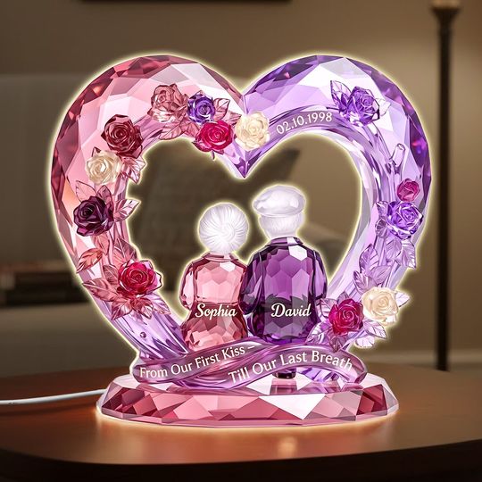 Growing Old Together Couple Light Box - Personalized Anniversary Gift For Couples, Valentine Gift, Wedding Gift