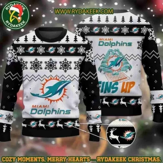 Miami Dolphin Football Team Christmas Ugly Sweater