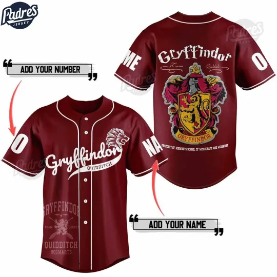 Gryffindor Quidditch Harry Potter Custom Baseball Jersey