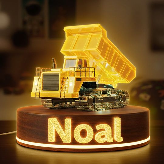 Building Construction Tractor Light Box - Personalized Gift For Kids