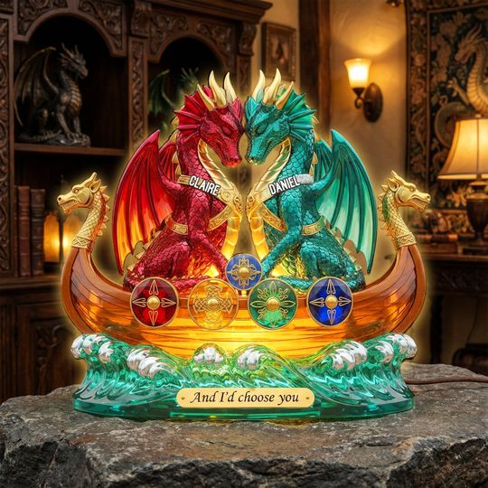 Dragon Couple Acrylic Light Box - Personalized Gifts For Couple