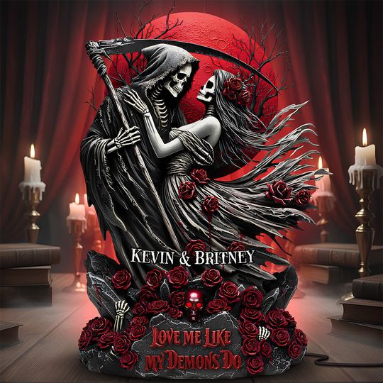 Discover Skeleton Couple Acrylic Light Box - Personalized Gifts For Couples