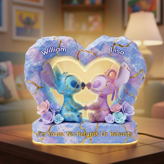 Discover Personalized Stitch and Angel Gifts For Couple Custom Shape Acrylic Light Box