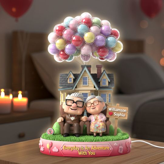 Happy Old Couple Light Box, Personalized Gifts For Couple
