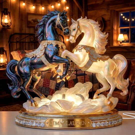 Discover Luxury Horse Couple Light Box - Personalized Gifts For Couple & Horse Lover
