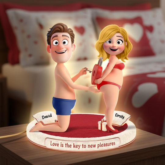 Discover Love Is The Key Light Box Personalized Gifts For Couple