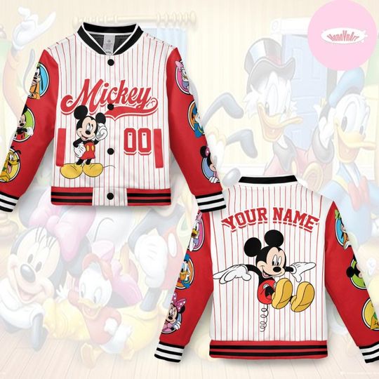 Discover Personalized Disney Baseball Jacket, All Characters Mickey and Friends Group Kids Youth Adult Baseball Team