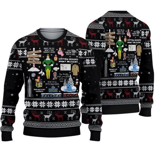 Buddy The Elf Ugly Christmas Sweater, Elf Movie Christmas Sweater