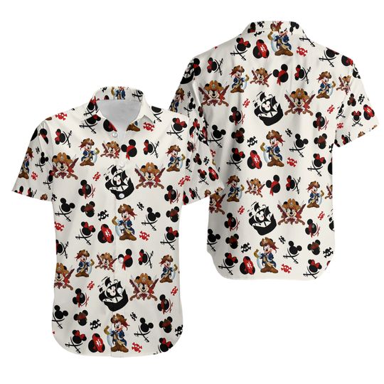 Disney Pirate Night Hawaiian Shirt , Mickey Pirate Cotton Hawaiian Shirt for Disney Cruise , Pirate Costume Shirt ,vacation button shirt