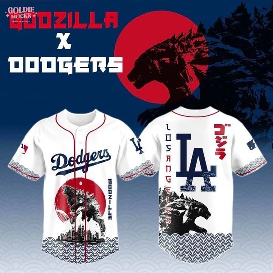 Los Angele Dodger X god zilla Baseball Jersey Japanese Kaiju Fan Gift