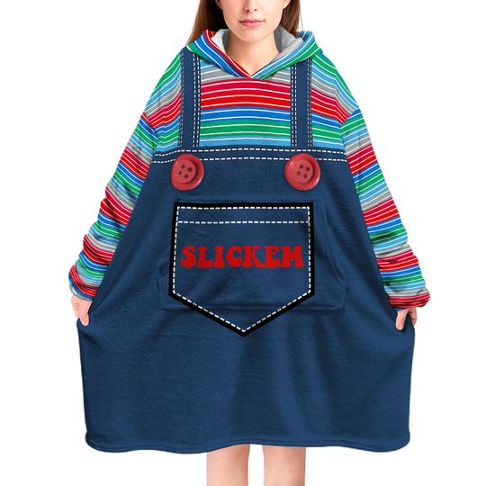 personalized Hallowen Chucky Blanket Hoodie, Gift For Halloween, Christmas, Birthday