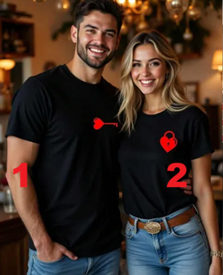 Heart and Key Matching Couple Shirts, Valentine's Day Gift