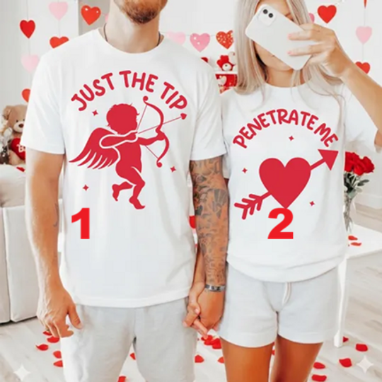 Raunchy Valentine Couple Shirts Inappropriate Husband & Wife Matching Honeymoon Tees Valentine's Day Party Boyfriend Girlfriend Adult Humor