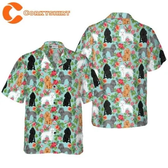 Discover Poodle Tropical Hawaiian Button Down Shirt