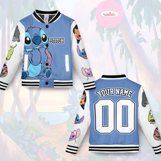 Discover Personalized Disney Lilo & Stitch Baseball Jacket, Stitch Angel Jumba Pleakley Group Kids Youth Adult Baseball Team, Stitch Family Birthday