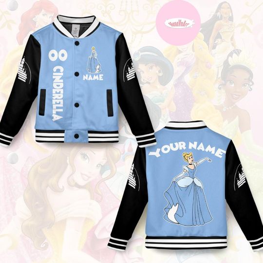 Discover Personalized Disney Princess Baseball Jacket, Cinde Belle Ariel Rapunzel Family Disney Girl Trip Kid Adult Team, Princess Birthday Girl