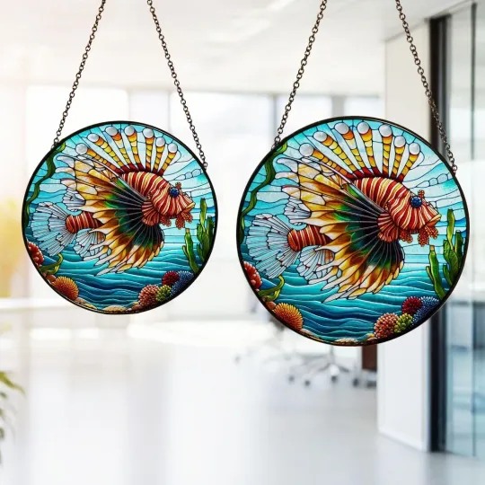 Discover Lionfish Stained Glass Suncatcher, Decor Gift