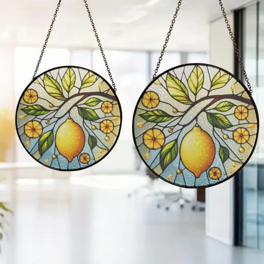 Discover Personalized Lemon Branch Stained Glass Suncatcher, Decor Gift