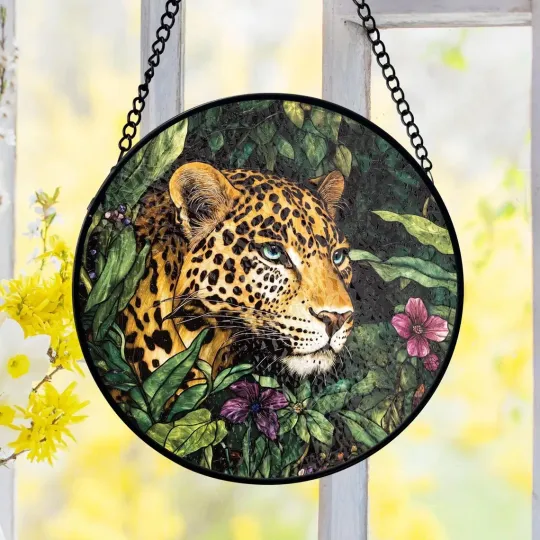 Discover Personalized Leopard  Stained Glass Suncatcher, Decor Gift