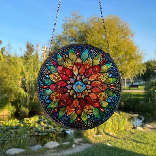 Discover Mandala Stained Glass Suncatcher, Decor Gift
